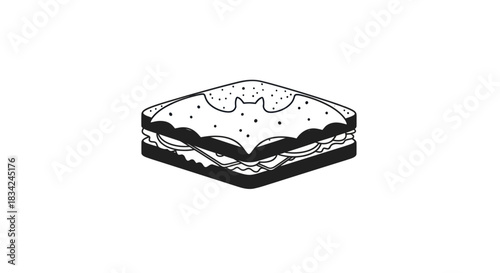 Stylized Bat-Shaped Sandwich Illustration with Layers.