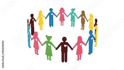 Circle of diverse people holding hands  love and unity concept vector