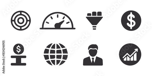 Finance and analytics icons set . Vector illustration.