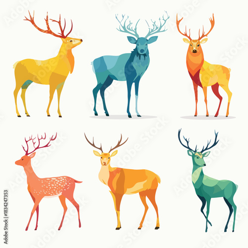 vector set of deer