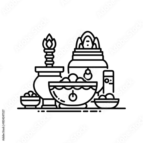 Traditional Indian Festive Offerings and Ritual Items