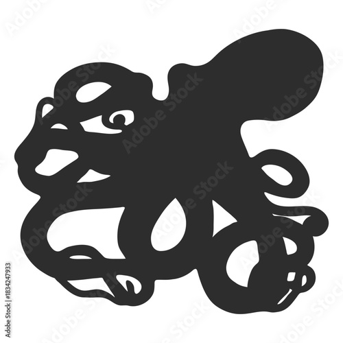 Realistic octopus silhouette