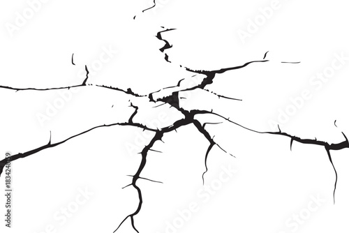 Detailed black graphic cracks grunge overlay texture design element