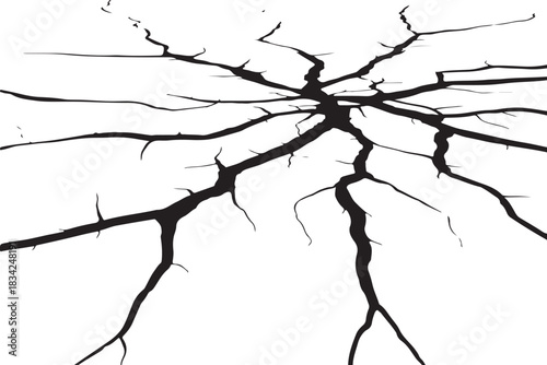 Detailed black cracks spreading, broken glass effect texture