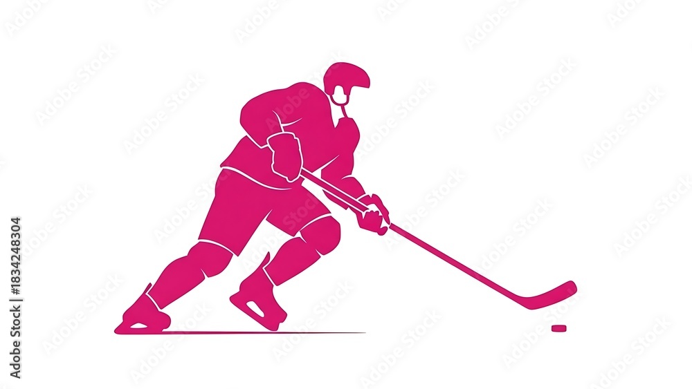 Obraz premium Hockey player vector illustration for sports design and fan merchandise hockey stick puck