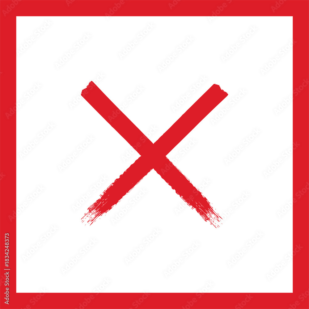 Fototapeta premium Red square incorrect answer stamp transparent PNG background