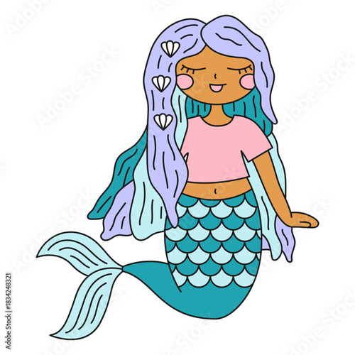 Mermaid shells character illustration
