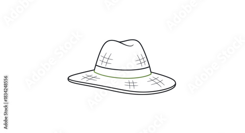 Simple Black and White Fedora Hat Illustration.