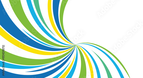 Dynamic Swirling Lines of Blue Green and Yellow Abstract Design.