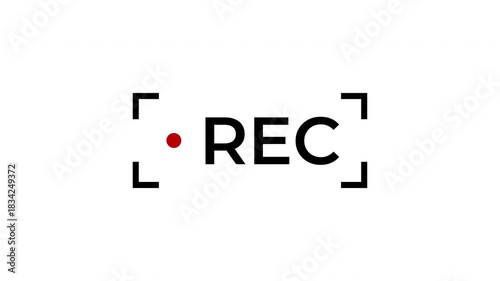Animation highlights the animated rec inside focus brackets  red recording light.