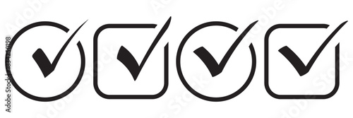 check mark icon button set. check box icon with right or correct buttons and yes checkmark tick box icons - checkbox symbol sign. check mark box square frame. vector illustration 