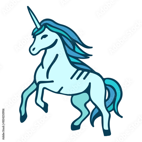 Unicorn rearing cartoon