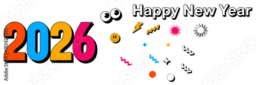 Happy new year 2026 celebration with colorful design art