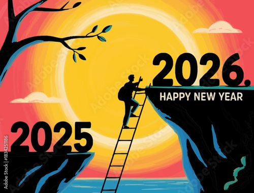 Happy new year 2026 goal achievement and success concept