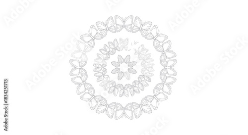 Delicate Floral Mandala Design with Intricate Leaf Patterns and Circular Symmetry.