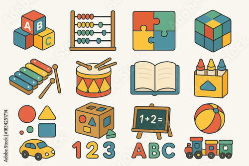 Colorful educational toys and learning tools for early childhood development