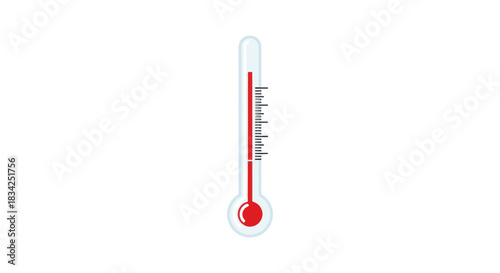 Simple Red and White Thermometer Indicating High Temperature.