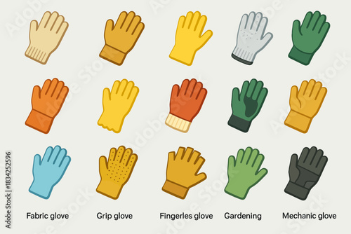 Colorful assortment of various gloves for different uses