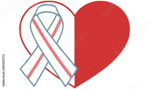 Heart Health Awareness – Red Ribbon Symbol of Hope and Prevention