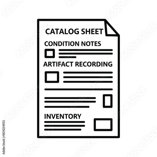 Catalog Sheet Document Icon for Inventory, Condition Notes, and Artifact Recording