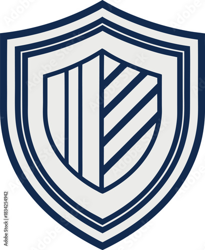 Thin line shield emblem with classic heraldic design elements and intricate detailing