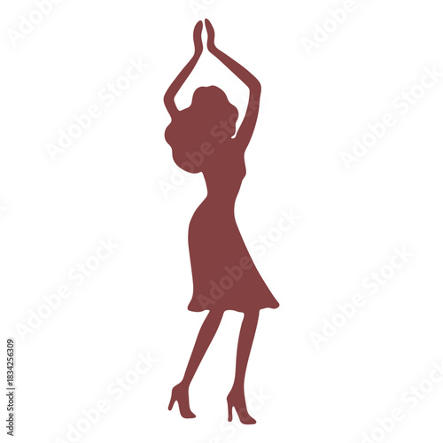 Dance women hands raised silhouette