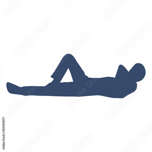 Laying man knee up silhouette