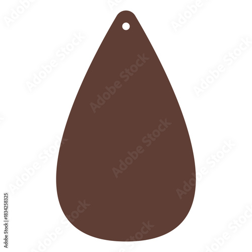 Leather earrings teardrop brown flat