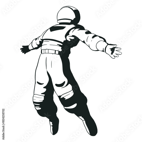 Astronaut arms spread drawn
