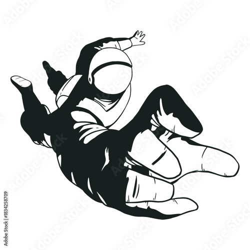 Astronaut hand reach drawn