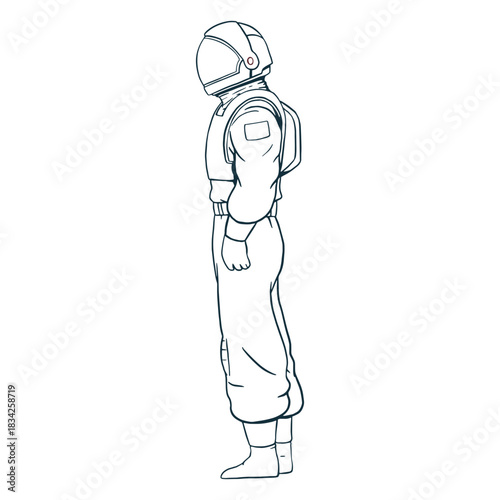 Astronaut side view drawn