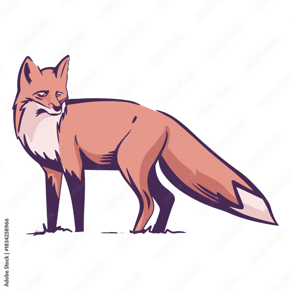 Fototapeta premium Fox side view colored