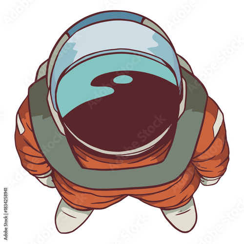 Cool top view astronaut colored