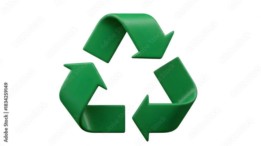Obraz premium Green recycling symbol isolated on black background representing sustainability and environmental awareness