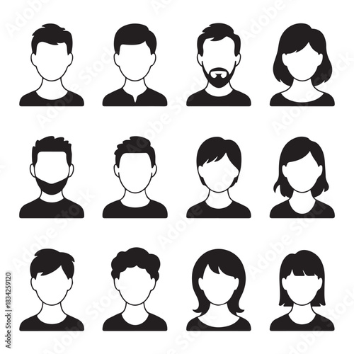 Avatar icon. Profile icons set. Male and female avatars. icon vector