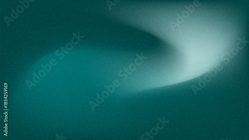 Blurred Abstract teal colors fluid gradient background. Grainy Noise Texture overlay Transformative Teal