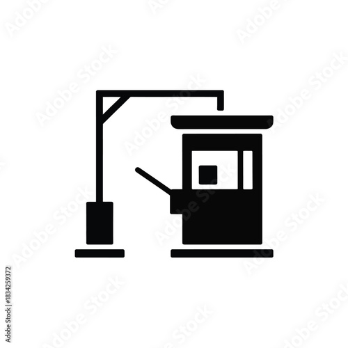 Toll booth barrier entrance gate silhouette solid black icon simple vector illustration payment terminal structure
