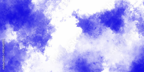 Blue sky with white clouds Abstract nature background of romantic summer. Sunny sky blue light watercolor aquarelle painting brush effect. Fantastic fuzzy and puffy blue sky for design.	