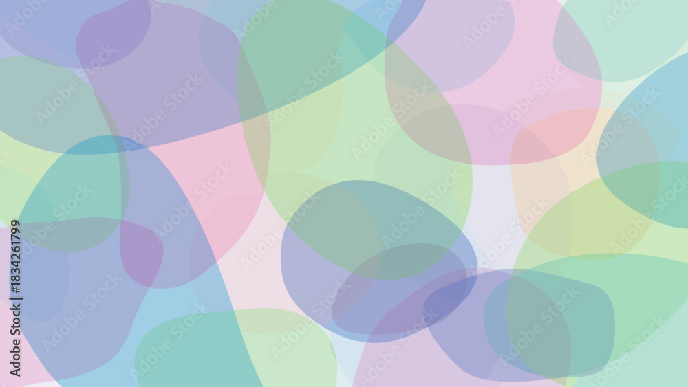 Fototapeta premium Abstract background of overlapping translucent organically shaped pastel blobs