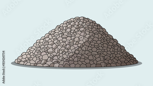 A pile of large irregularly shaped gray stones on a light blue surface
