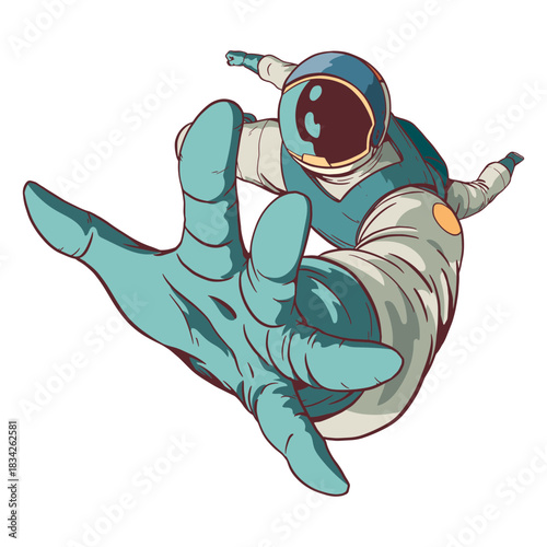 Reaching out astronaut colored