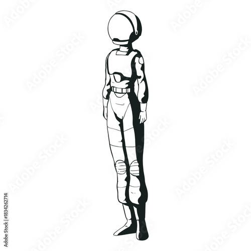 Simple standing drawn astronaut