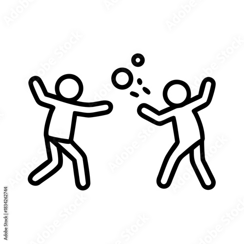 Stick Figures Engaged in a Snowball Fight Illustration 1.