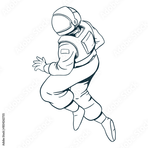Stout astronaut pose drawn