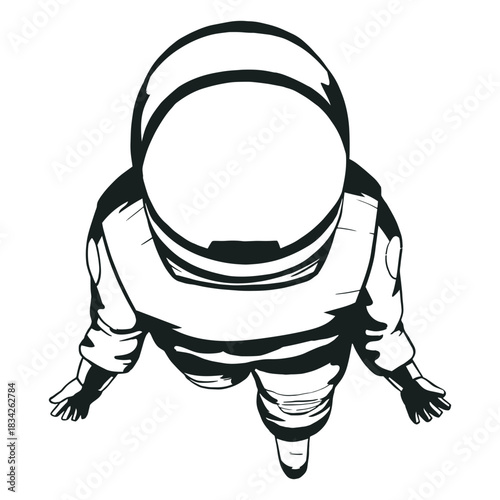 Top view astronaut cool drawn