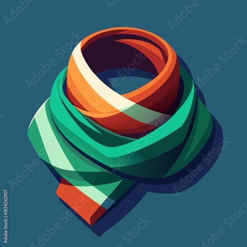 Stylized Illustration of a Colorful Scarf with Intricate Folds.