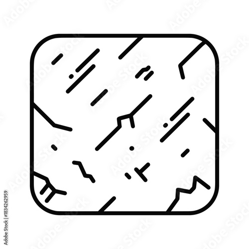 Abstract minimalist line art icon of a cracked textured surface