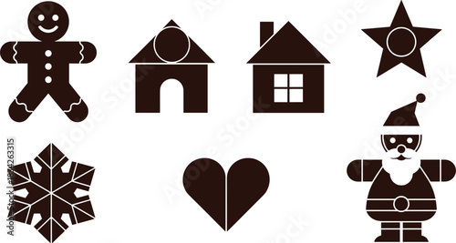 Geometric Silhouette Gingerbread Cookies Illustration.