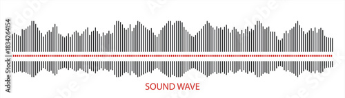 Black soundwave equalizer isolated on white background. Abstract music wave, radio signal frequency and digital voice visualization. Audio sound symbol 