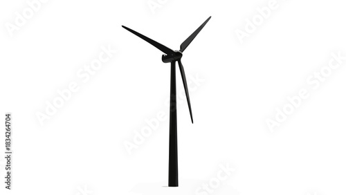 Modern black wind turbine on a white background